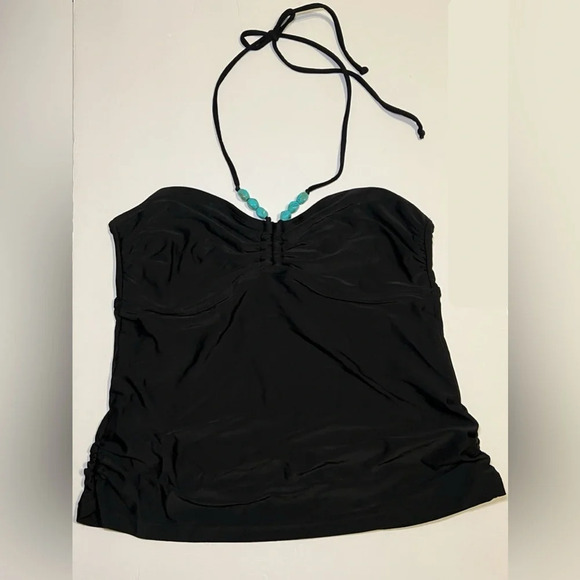 🌻Converse Tankini Top *ONLY* w/ Turquoise Stone-like Detailing on Neck Ties sz L - Picture 1 of 7